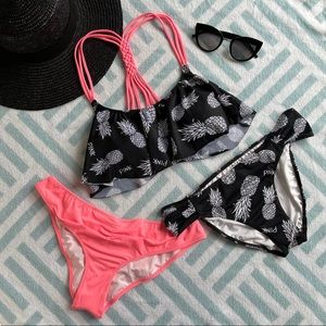 VS Pink Pineapple Flounce Bikini Set